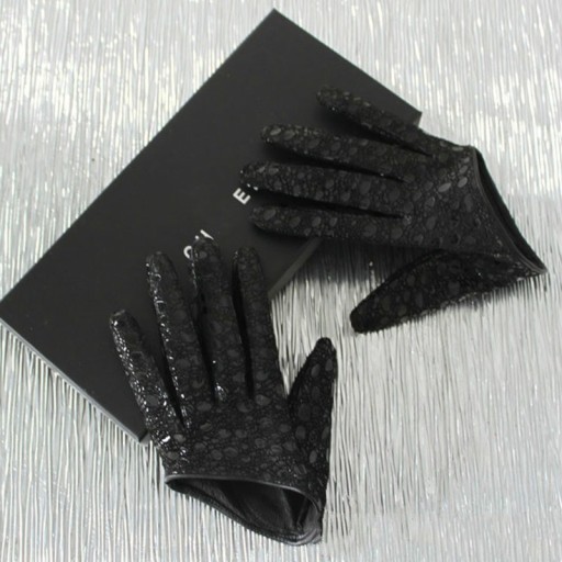 Czarne rękawiczki damskie z koronką