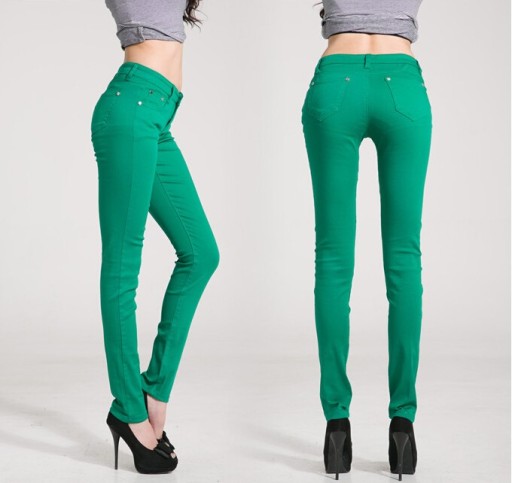 D jeans estilizados para senhora - Verdes
