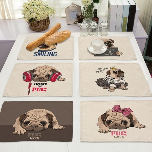 Dækkeserviet med bulldogmotiv