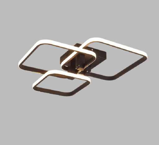 Dæmpbar LED-lysekrone i form af 3 firkanter 44 W 85-265 V Moderne loftslampe med betjening Minimalistisk firkantet lysekrone 47 x 46 x 12,5 cm
