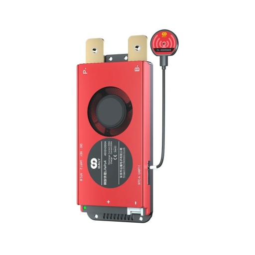 DALY smart BMS 8S 24 V 200 A Balancer Bluetooth og NTC sensor 66 x 164 x 21 mm til LiFePO4 batterier Rød Campingvogne og solenergi