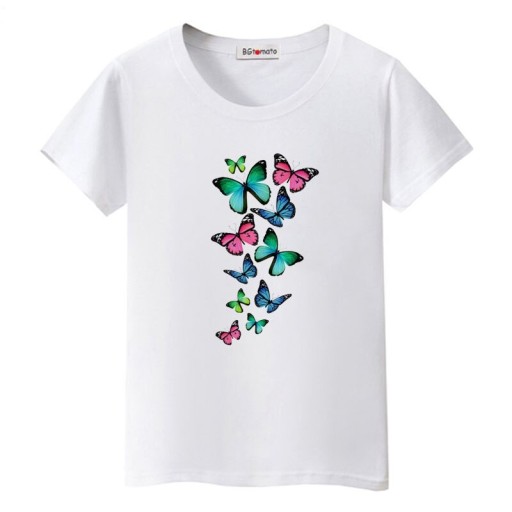 Dam T-shirt med fjärilstryck