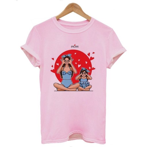 Dam T-shirt med mamma och dotter tryck