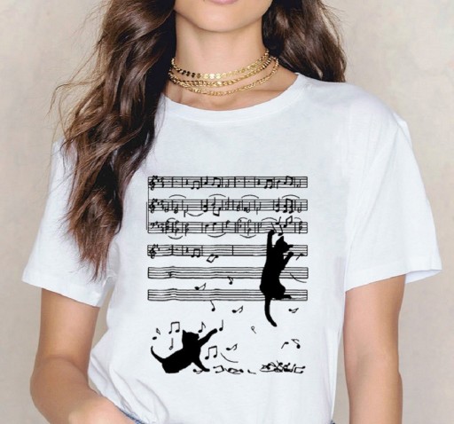 Dam T-shirt med musikmotiv