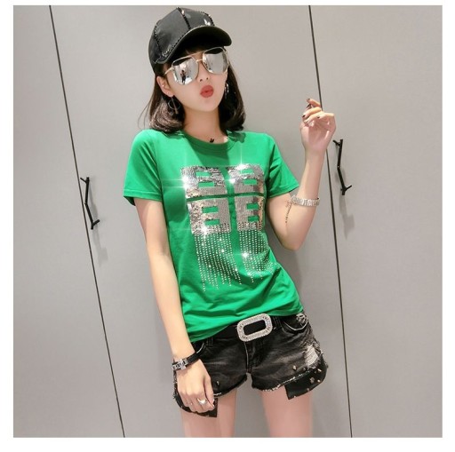 Dam T-shirt med paljetter B130