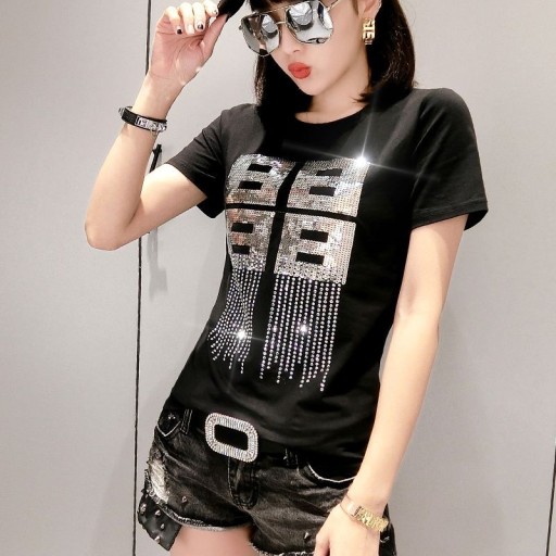 Dam T-shirt med paljetter B130