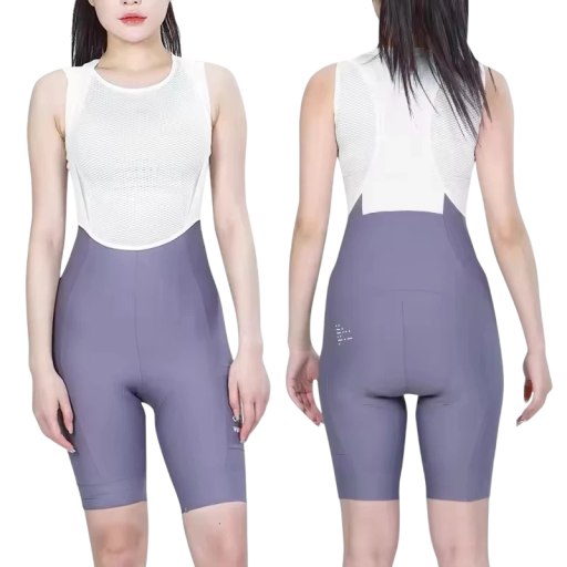 Damcyklistbyxor med hängslen, ventilerad överdel, elastisk nylon elastan, kort design för landsvägs- och fritidscykling