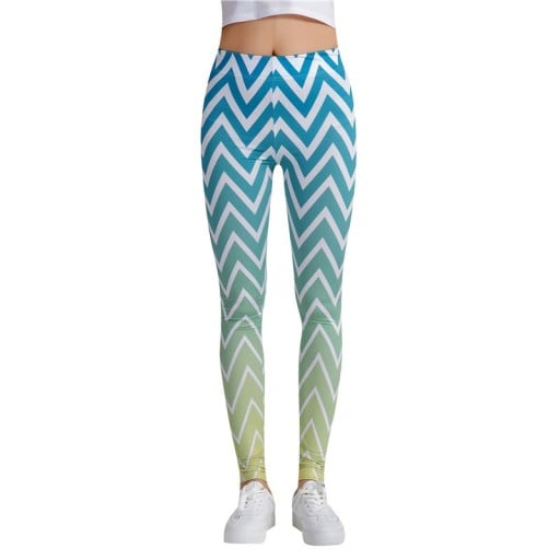 Dame 3D leggings med CIK CAK mønster