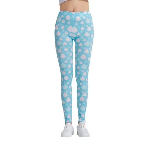 Dame 3D leggings med dråber - Blå