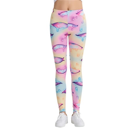 Dame 3D-leggings med dryppende vandprint