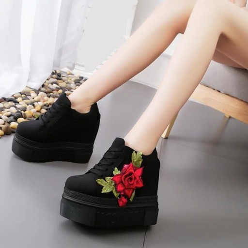 Dame ankelsneakers med blomst