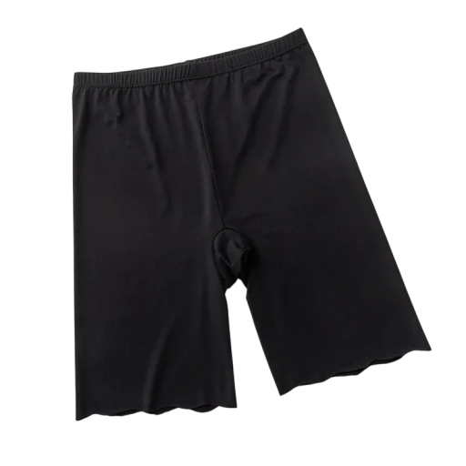 Dame Bezešvæ Sikkerhedskort under Nederdelen mod Skindslid Elastiske Shorts med Længere Ben og Bølget Kant