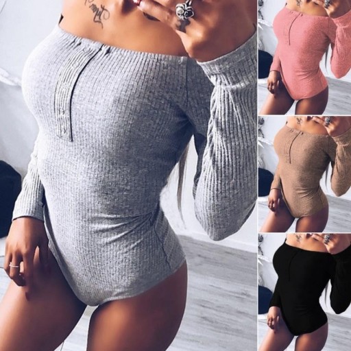 Dame bodysuit med skulderlukning B749