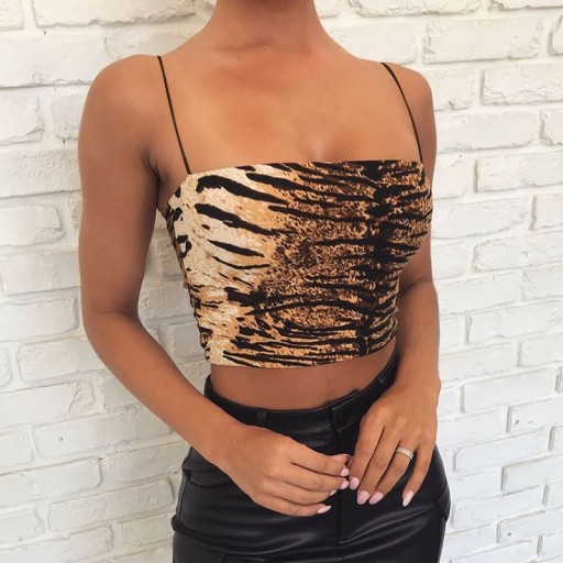 Dame crop top med dyreprint A1214