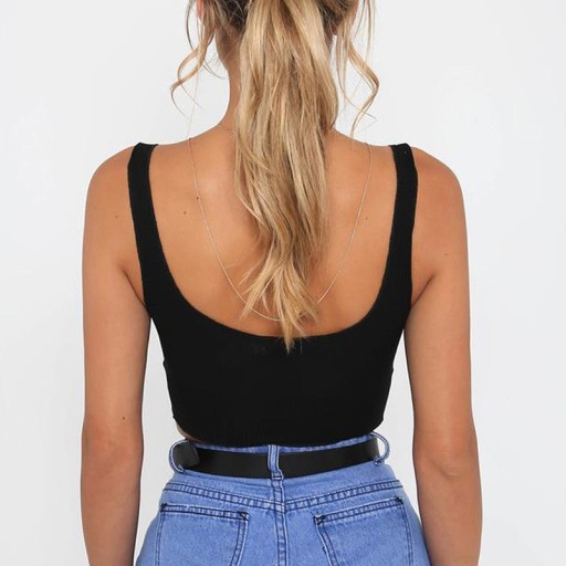 Dame crop top med høj halsudskæring A1181
