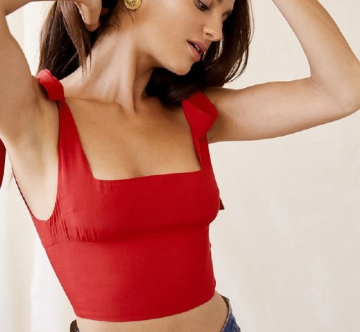 Dame crop top med sløjfer