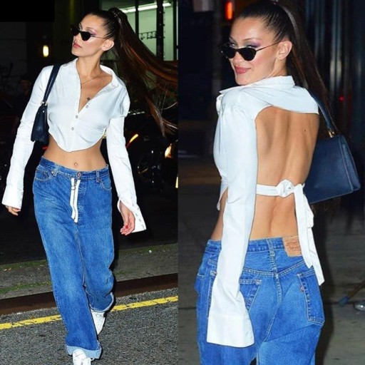Dame crop top med snørebånd