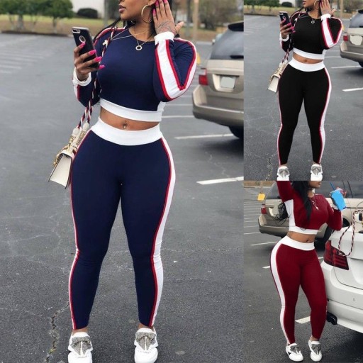 Dame crop top og joggingbukser B1005