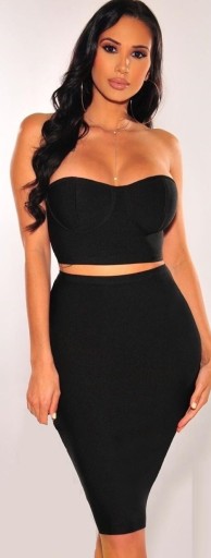 Dame crop top og nederdel B1045