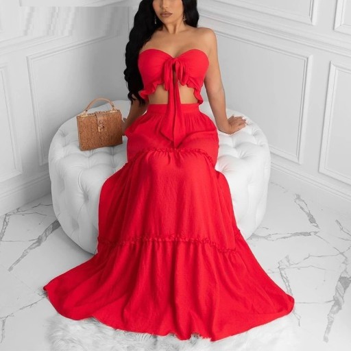 Dame crop top og nederdel B1160