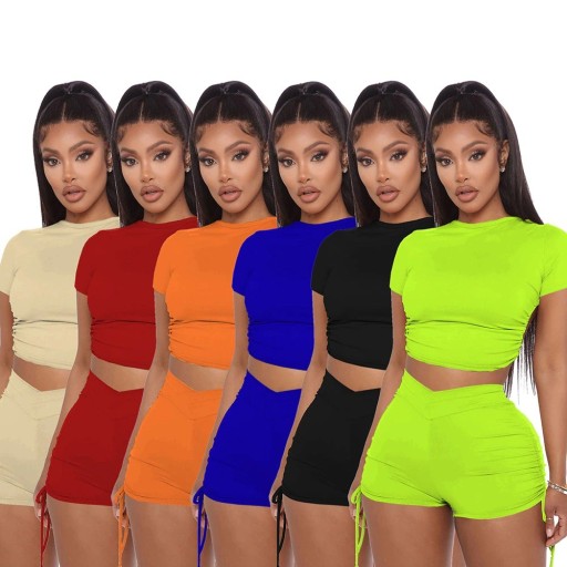 Dame crop top og shorts B1121