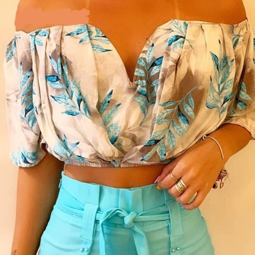 Dame crop top og shorts B1197