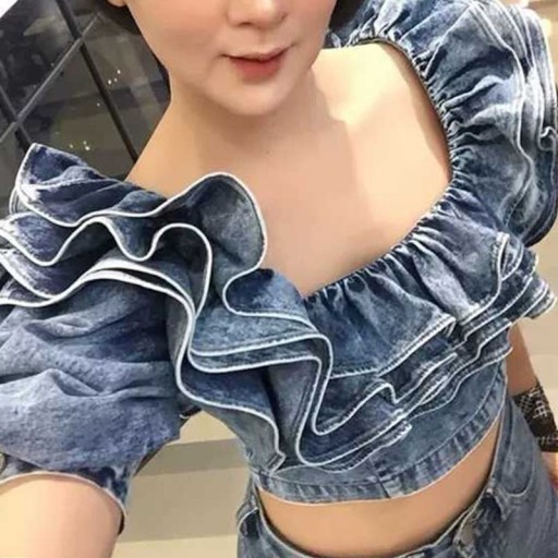 Dame denim bluse