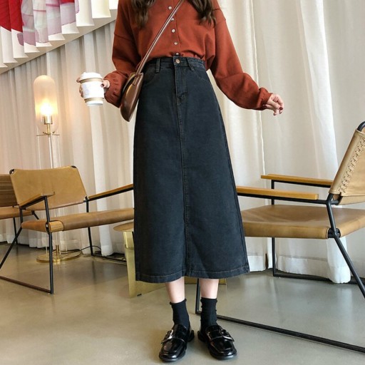 Dame denim midi nederdel G125