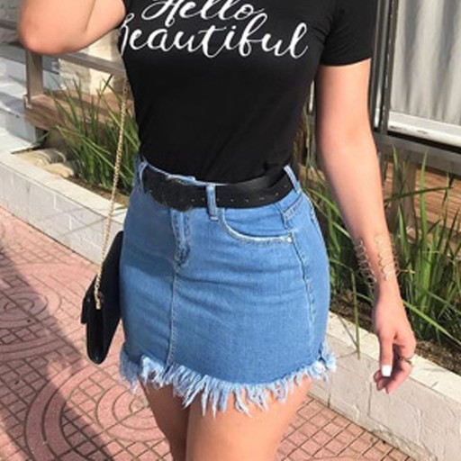 Dame denim mini nederdel G26