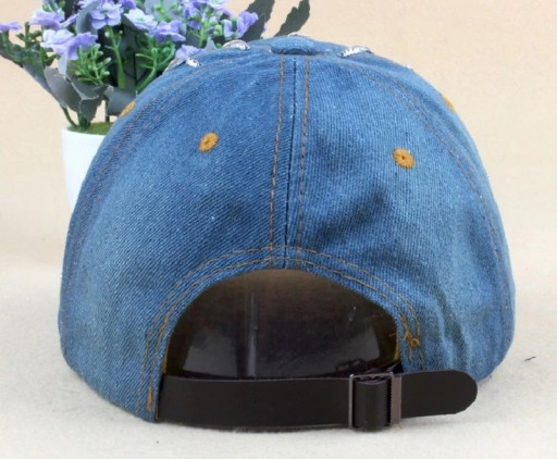 Dame denimkasket med rhinsten