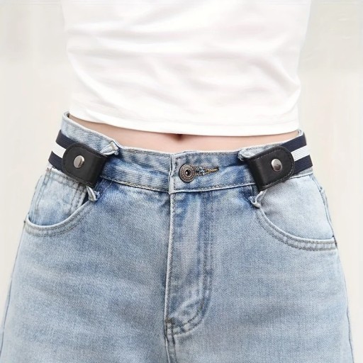 Dame elastisk bælte uden spænde 55–110 x 3,5 cm Komfortabelt elastisk bælte med taljebånd Usynligt bælte til jeans Bukser Nederdele
