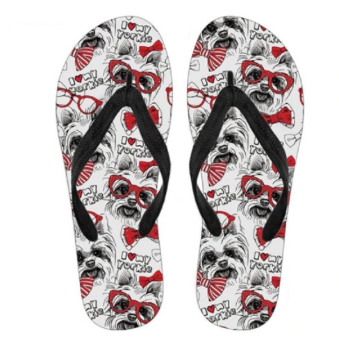 Dame flip-flops med hundemotiv