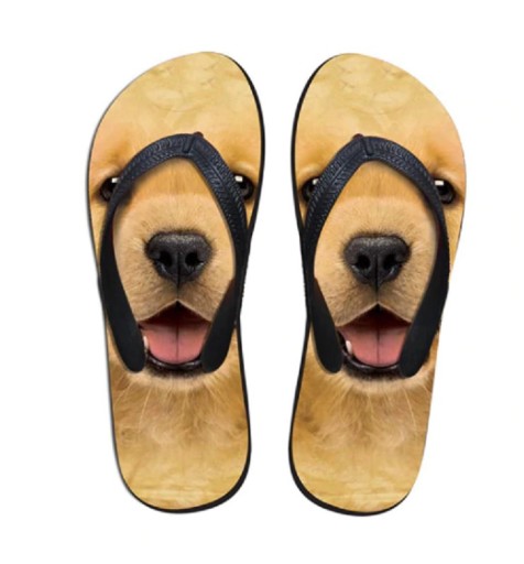 Dame flip-flops med hundemotiv