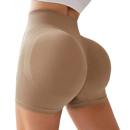 Dame højtaljede sportsshorts med push-up-effekt, løfteshorts til yoga, fitness, løb, elastiske, sømløse træningsshorts