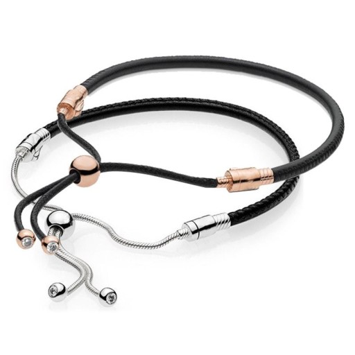 Dame læderarmbånd med perle P153