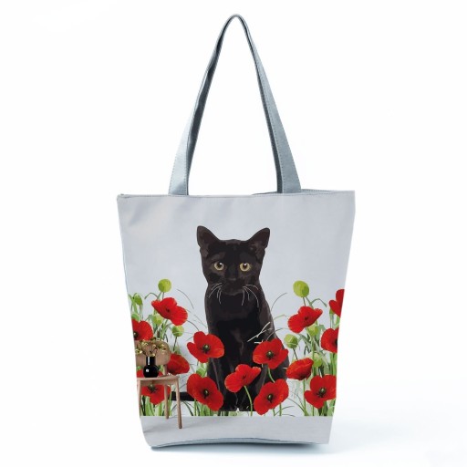 Dame lærredstaske kat