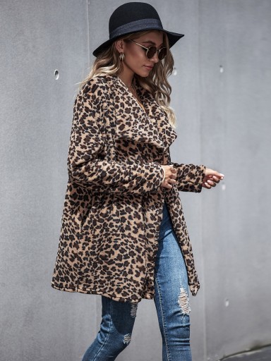 Dame leopardfrakke P2495