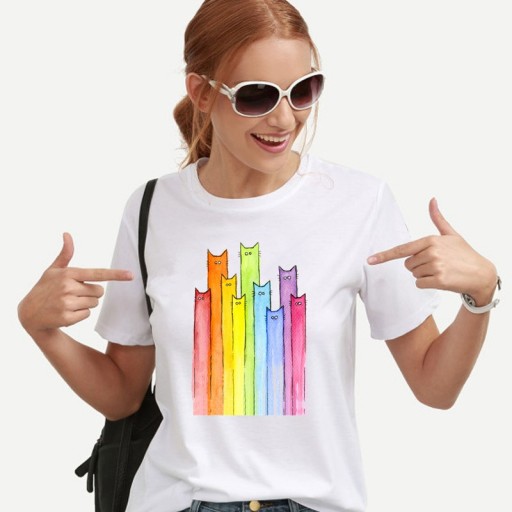 Dame regnbue t-shirt