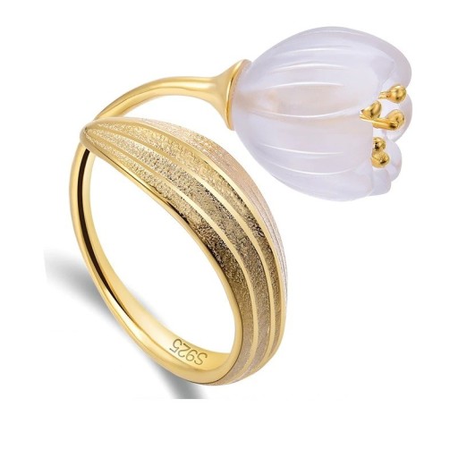 Dame ring med blomst D1003