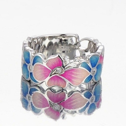 Dame ring med blomst D1207