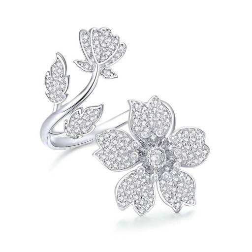 Dame ring med blomst D1758