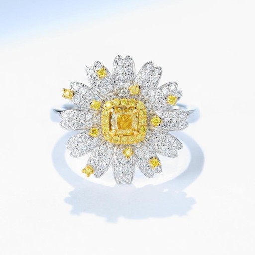 Dame ring med blomst D1916