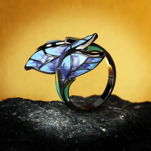 Dame ring med blomst D2128