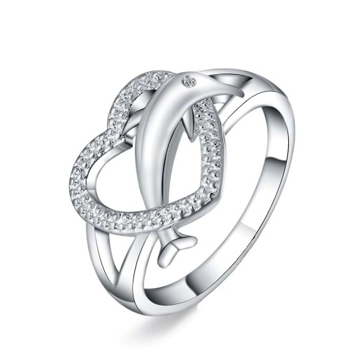 Dame ring med en delfin