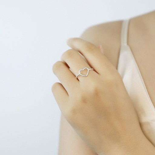 Dame ring med hjerte D2846