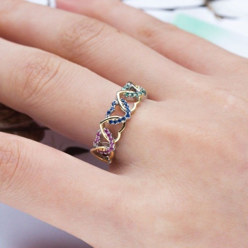 Dame ring med hjerter D2096