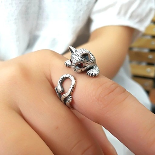 Dame ring med kat D3007