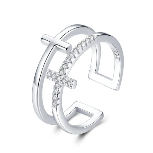 Dame ring med kors D1698