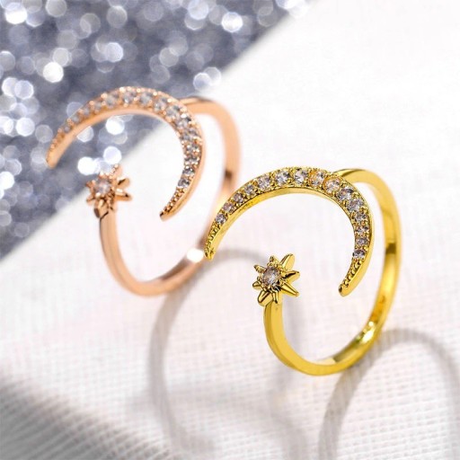 Dame ring med måne D2433
