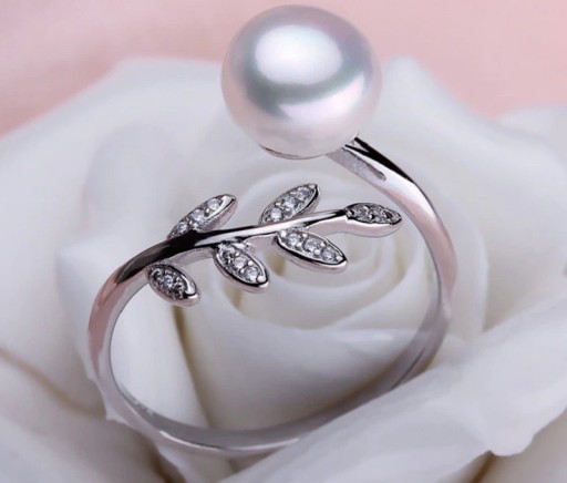 Dame ring med perle D2377